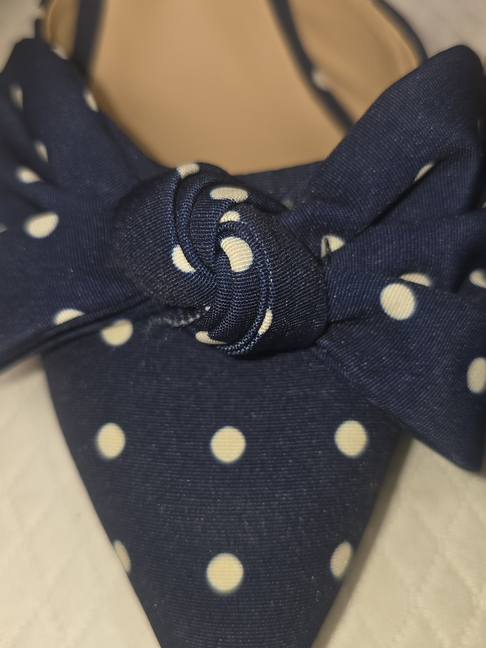 ANTONIO MELANI Navy with White Polka Dot Bow Pointed-Toe Mule Heels WOMENS 9 - Picture 8 of 11